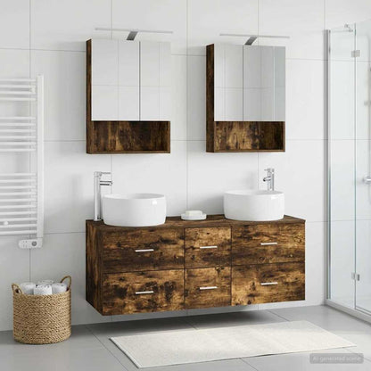 vidaXL Bathroom Furniture Set 5 pcs Smoked Oak 4