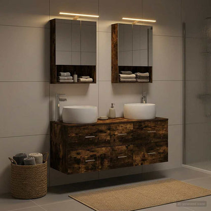 vidaXL Bathroom Furniture Set 5 pcs Smoked Oak 1
