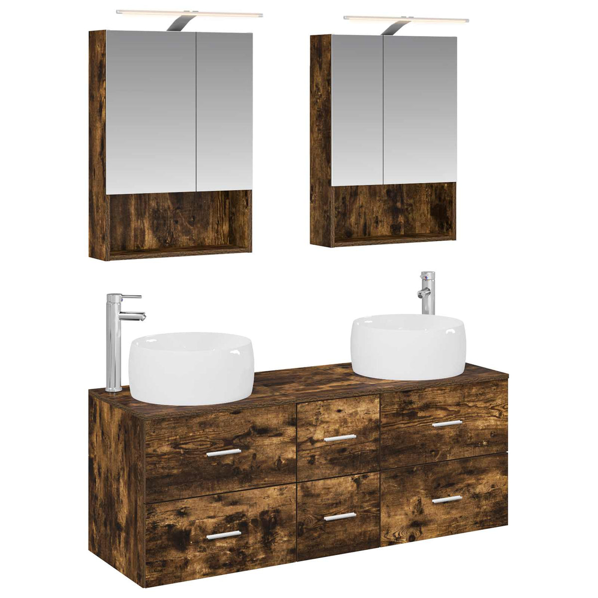 vidaXL Bathroom Furniture Set 5 pcs Smoked Oak 2