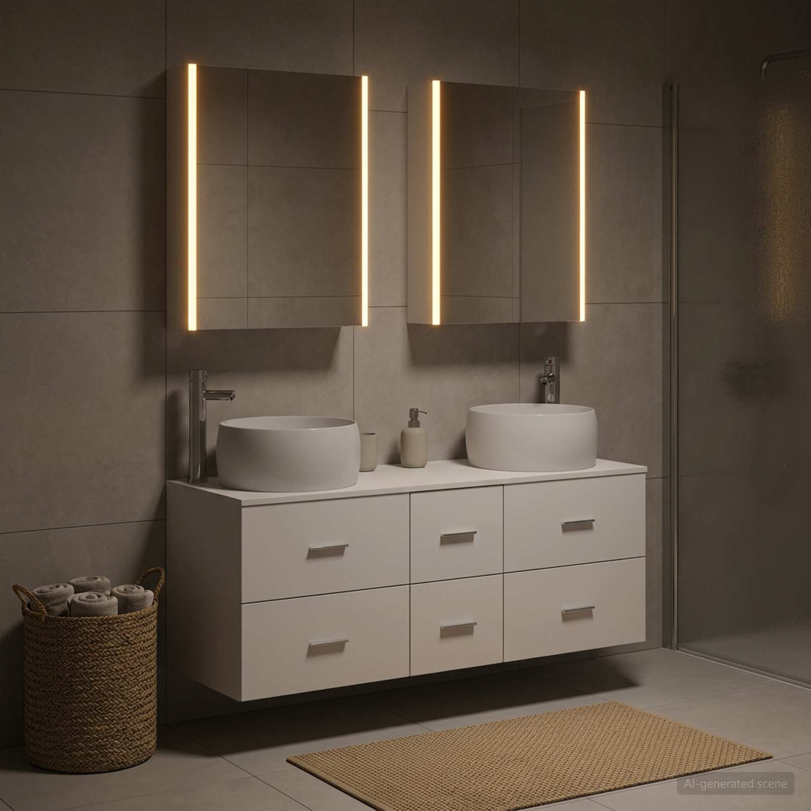 vidaXL Bathroom Furniture Set 5 pcs White Engineered Wood and Glass 1
