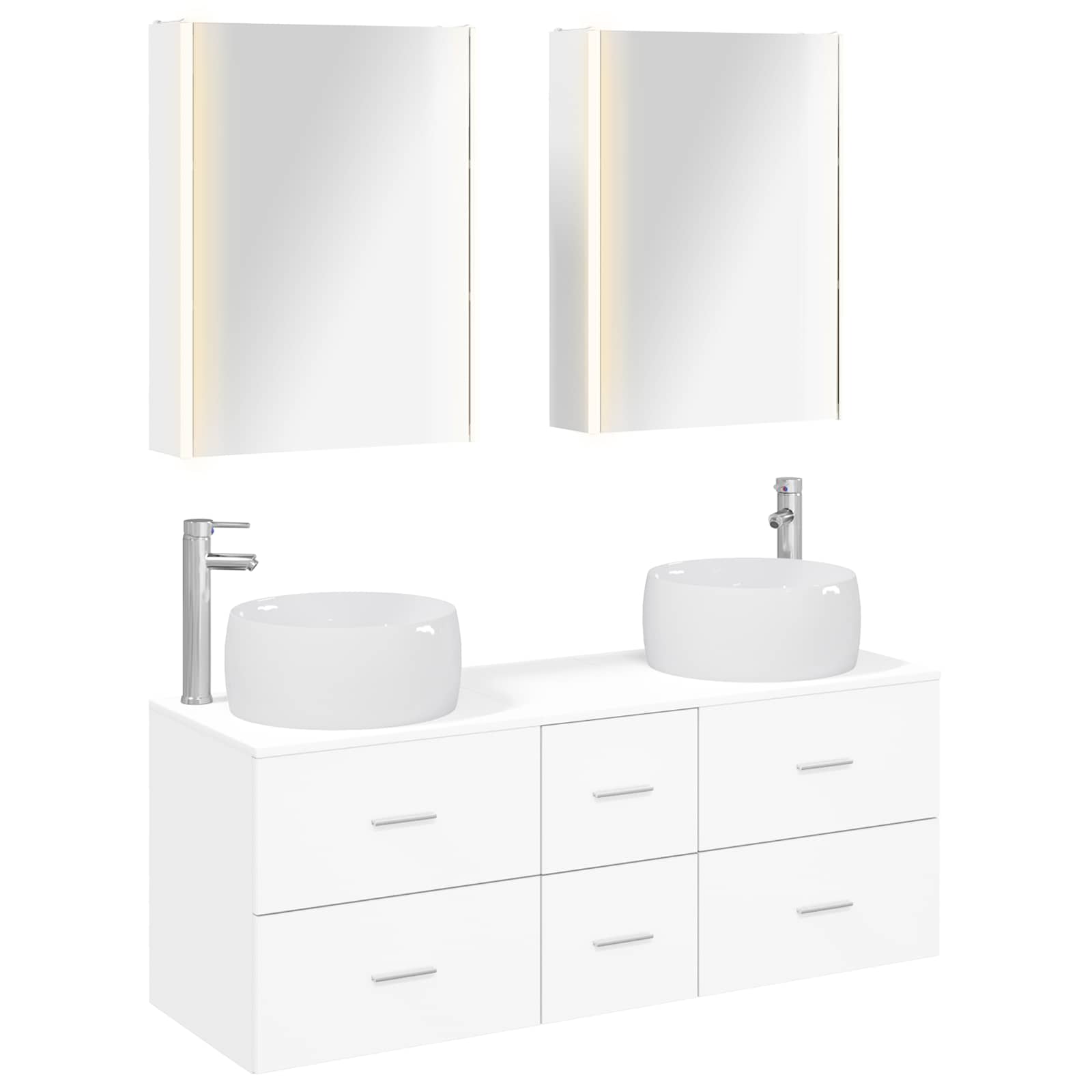 vidaXL Bathroom Furniture Set 5 pcs White Engineered Wood and Glass 2