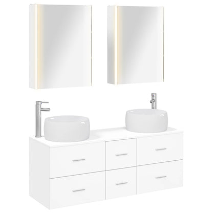vidaXL Bathroom Furniture Set 5 pcs White Engineered Wood and Glass 2