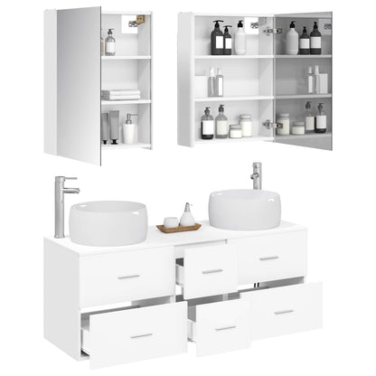 vidaXL Bathroom Furniture Set 5 pcs White Engineered Wood and Glass 3