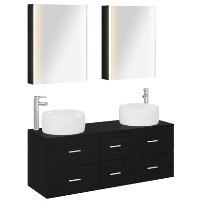 vidaXL Bathroom Furniture Set 5 pcs Black Oak 2