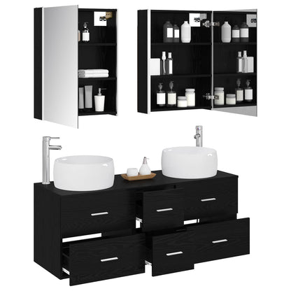 vidaXL Bathroom Furniture Set 5 pcs Black Oak 3