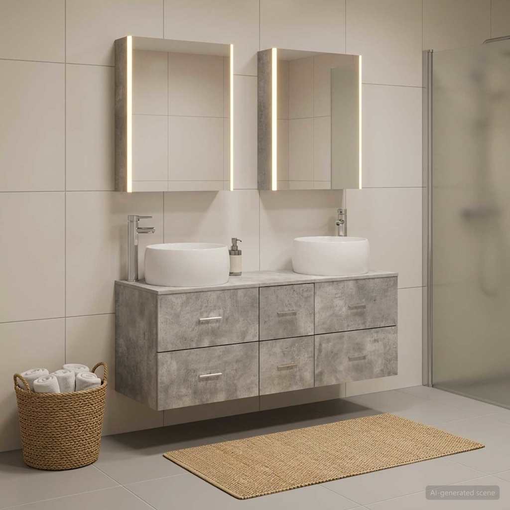 vidaXL Bathroom Furniture Set 5 pcs Concrete Grey 4