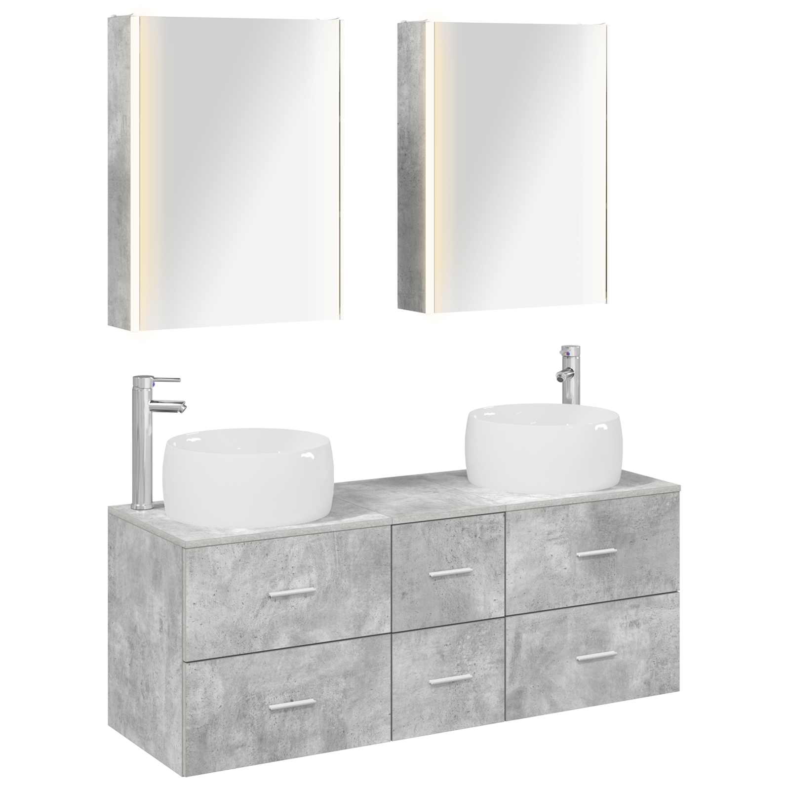 vidaXL Bathroom Furniture Set 5 pcs Concrete Grey 2