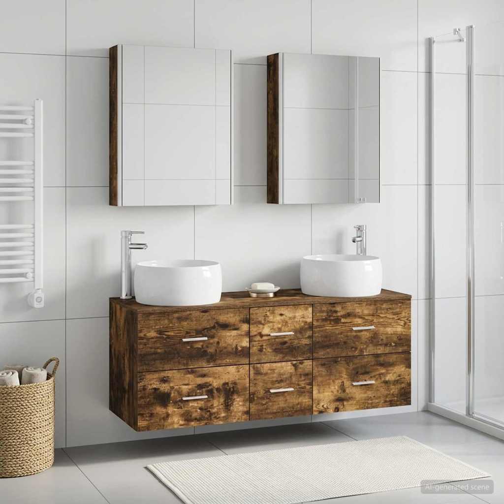 vidaXL Bathroom Furniture Set 5 pcs Smoked Oak 4