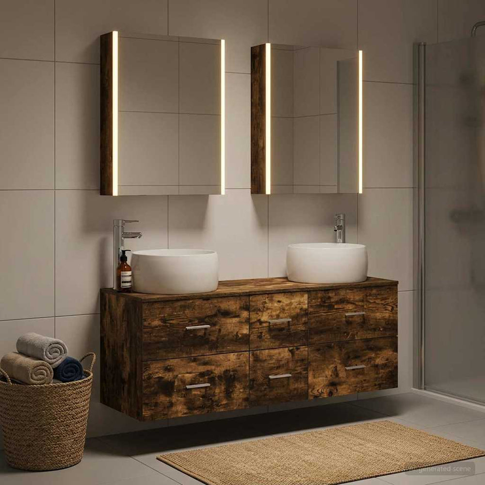 vidaXL Bathroom Furniture Set 5 pcs Smoked Oak