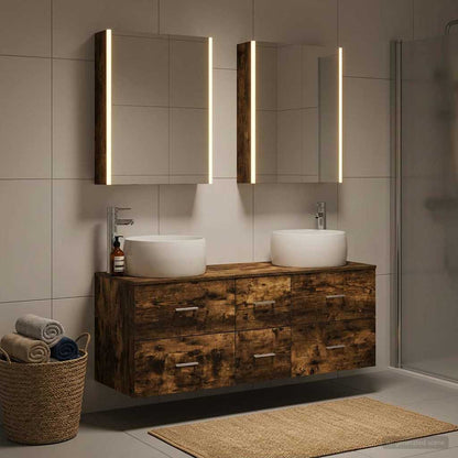 vidaXL Bathroom Furniture Set 5 pcs Smoked Oak 1
