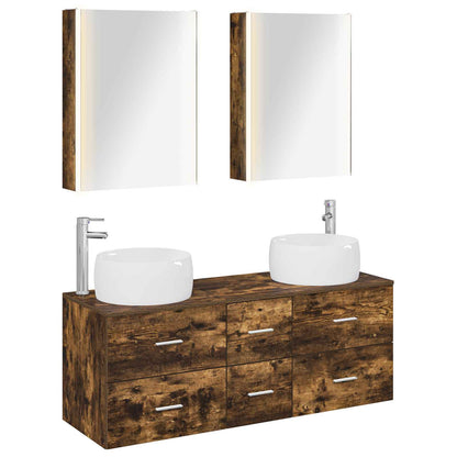 vidaXL Bathroom Furniture Set 5 pcs Smoked Oak 2