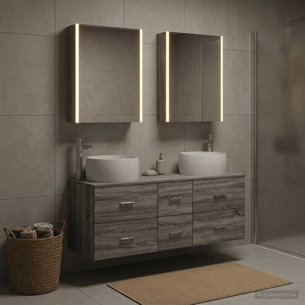 vidaXL Bathroom Furniture Set 5 pcs Grey Sonoma 4