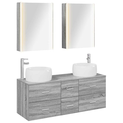 vidaXL Bathroom Furniture Set 5 pcs Grey Sonoma 2