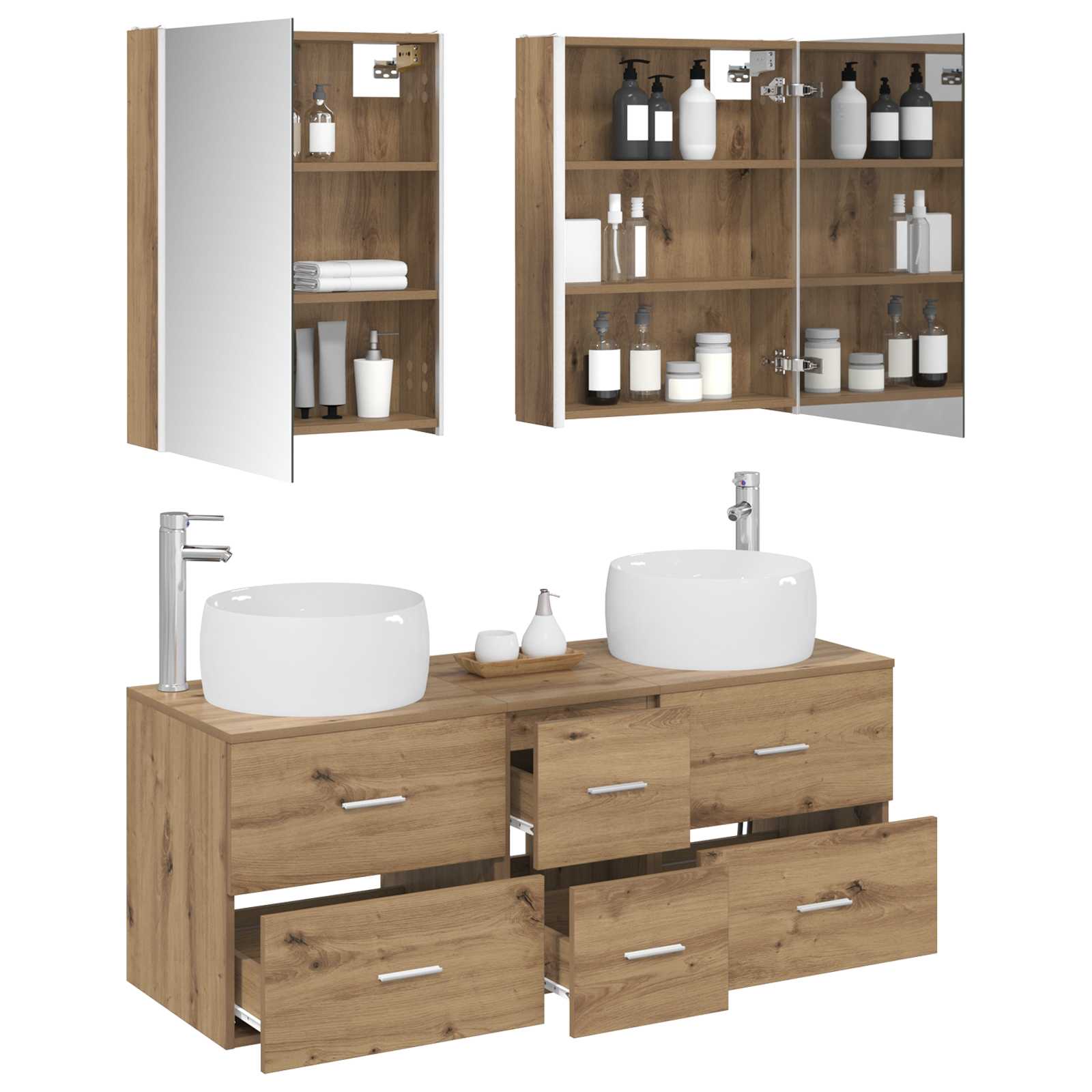 vidaXL Bathroom Furniture Set 5 pcs Artisan Oak 3
