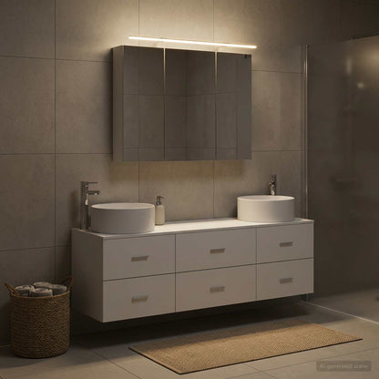 vidaXL Bathroom Furniture Set 4 pcs White Engineered Wood and Glass 1