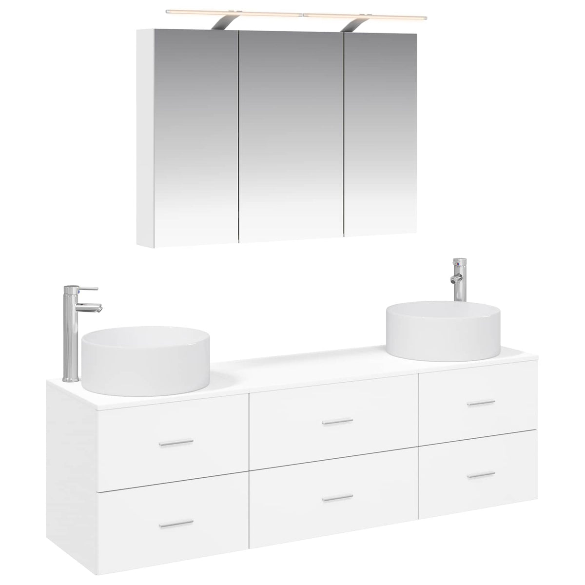 vidaXL Bathroom Furniture Set 4 pcs White Engineered Wood and Glass 2