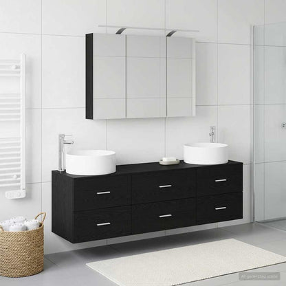 Bathroom Furniture Set 4 pcs 49.5 x 44.5 x 65.5 cm Black oak