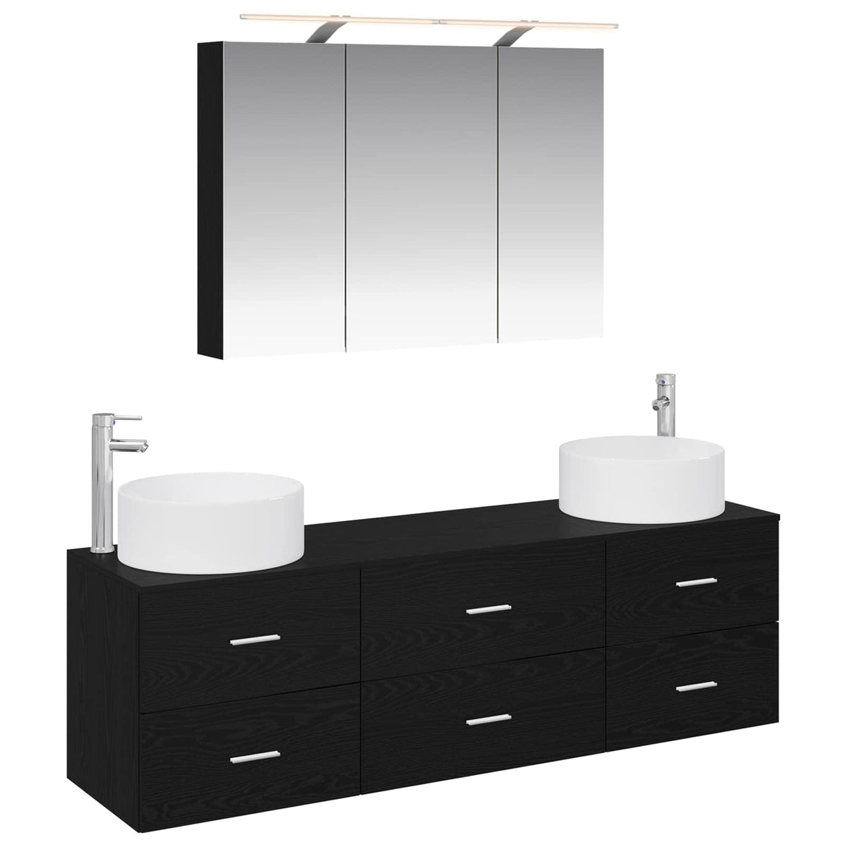 Bathroom Furniture Set 4 pcs 49.5 x 44.5 x 65.5 cm Black oak