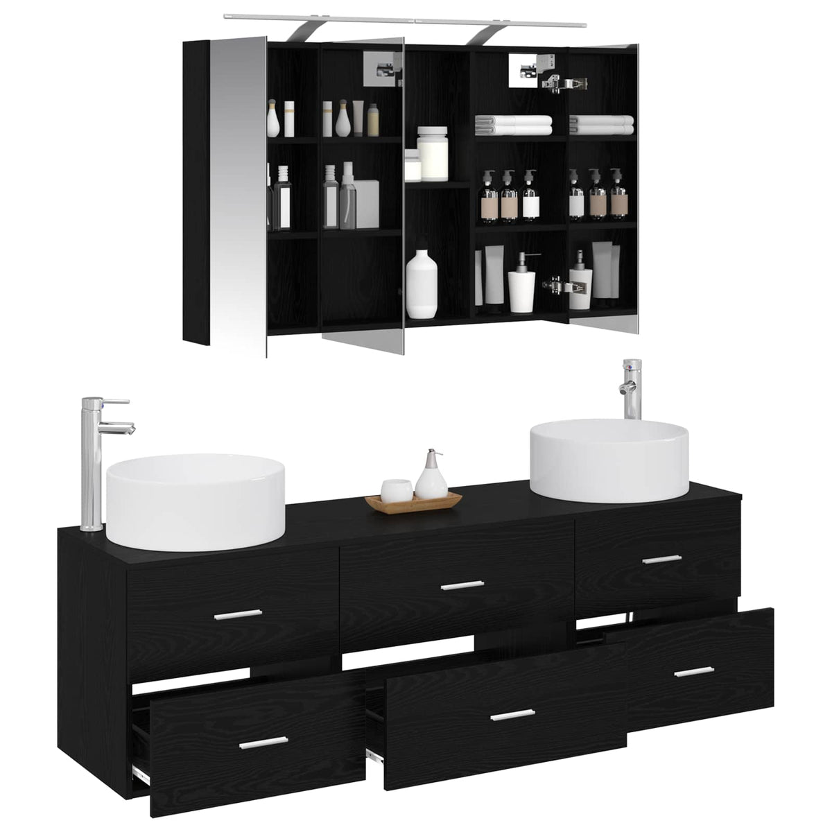 Bathroom Furniture Set 4 pcs 49.5 x 44.5 x 65.5 cm Black oak