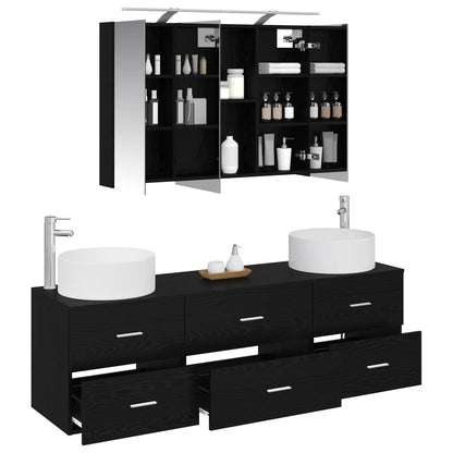 Bathroom Furniture Set 4 pcs 49.5 x 44.5 x 65.5 cm Black oak