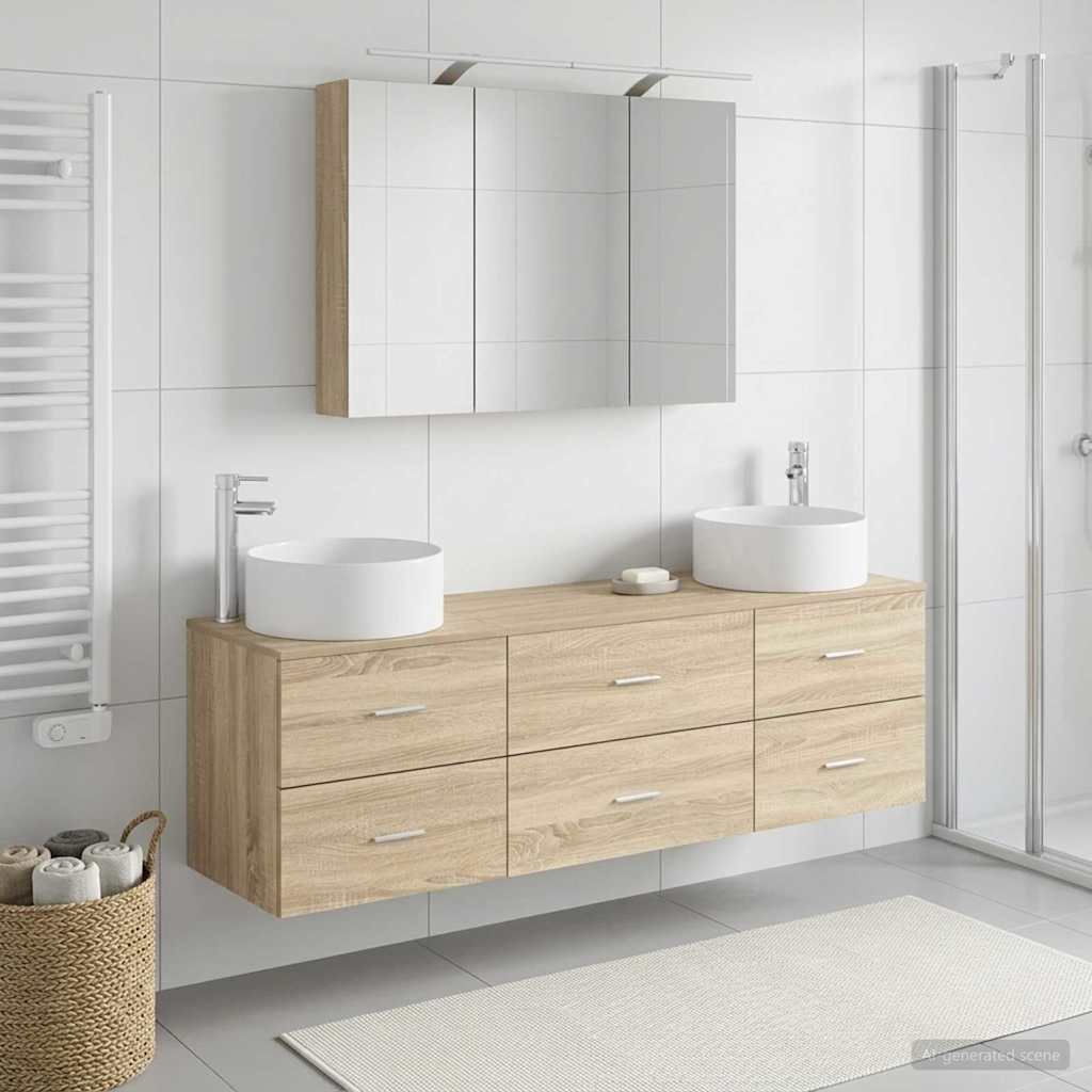 vidaXL Bathroom Furniture Set 4 pcs Sonoma Oak 4