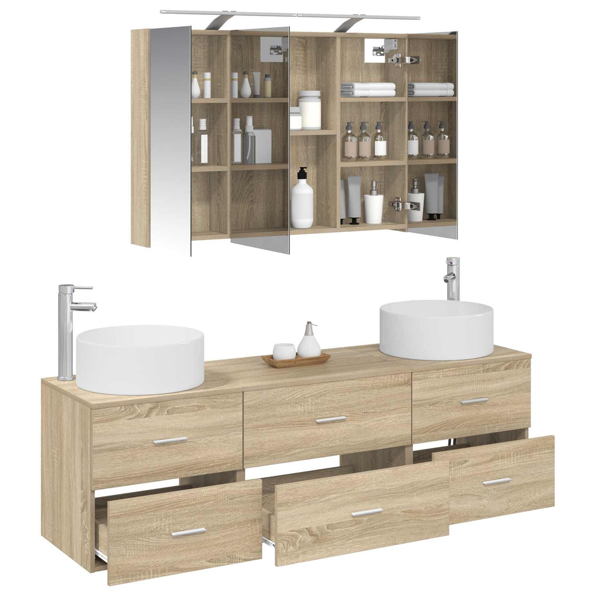 vidaXL Bathroom Furniture Set 4 pcs Sonoma Oak 3