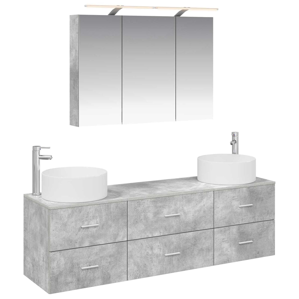 vidaXL Bathroom Furniture Set 4 pcs Concrete Grey 2