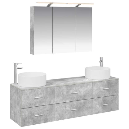 vidaXL Bathroom Furniture Set 4 pcs Concrete Grey 2