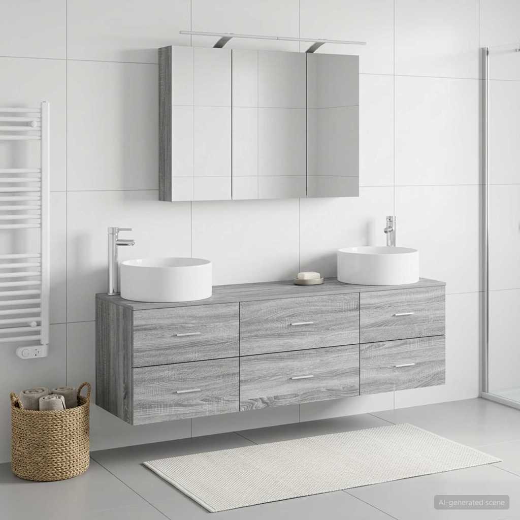 vidaXL Bathroom Furniture Set 4 pcs Grey Sonoma 4