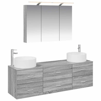 vidaXL Bathroom Furniture Set 4 pcs Grey Sonoma 2