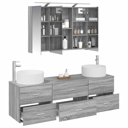 vidaXL Bathroom Furniture Set 4 pcs Grey Sonoma 3