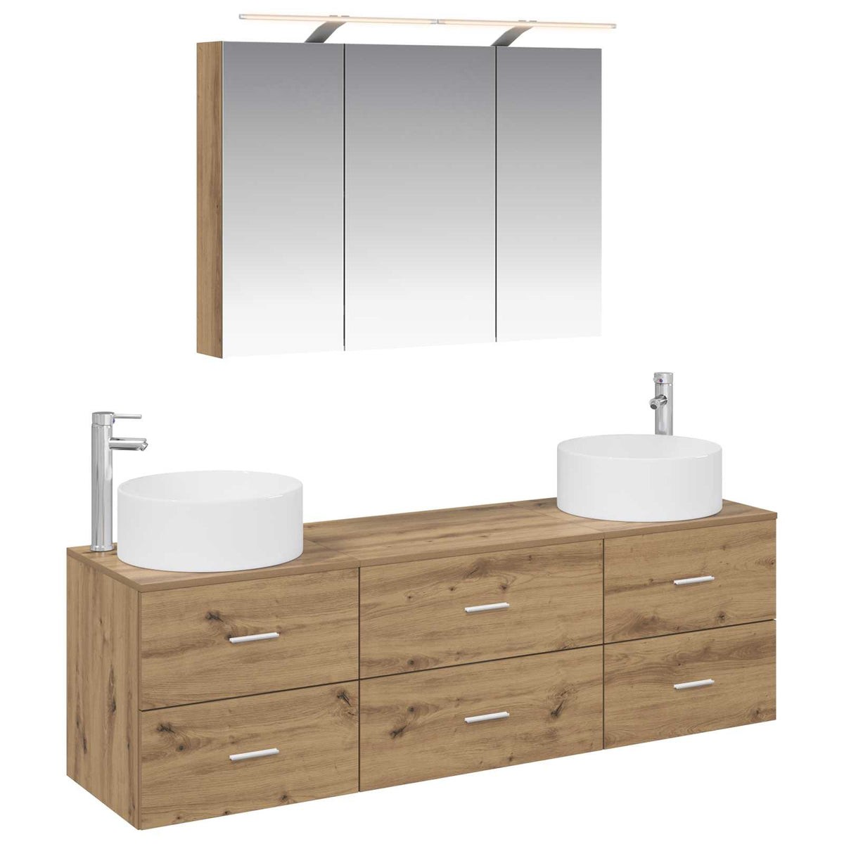 vidaXL Bathroom Furniture Set 4 pcs Artisan Oak 2