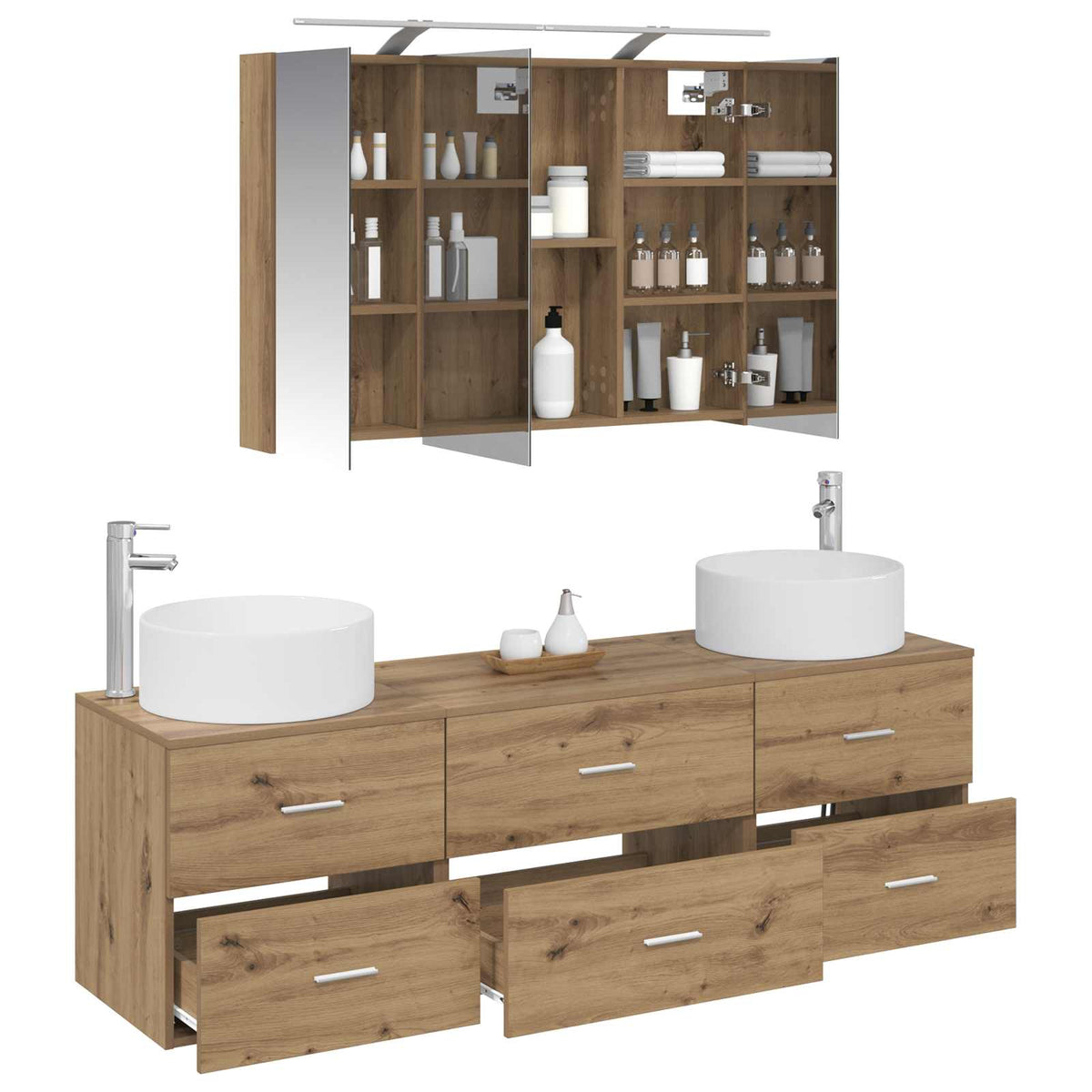Bathroom Furniture Set 4 pcs 49.5 x 44.5 x 65.5 cm Artisan oak