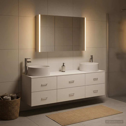 vidaXL Bathroom Furniture Set 4 pcs White Engineered Wood and Glass 1