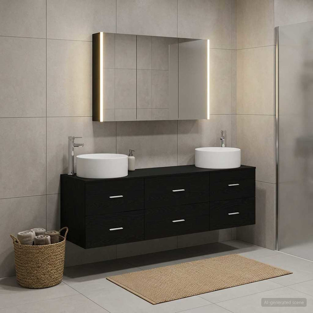 vidaXL Bathroom Furniture Set 4 pcs Black Oak