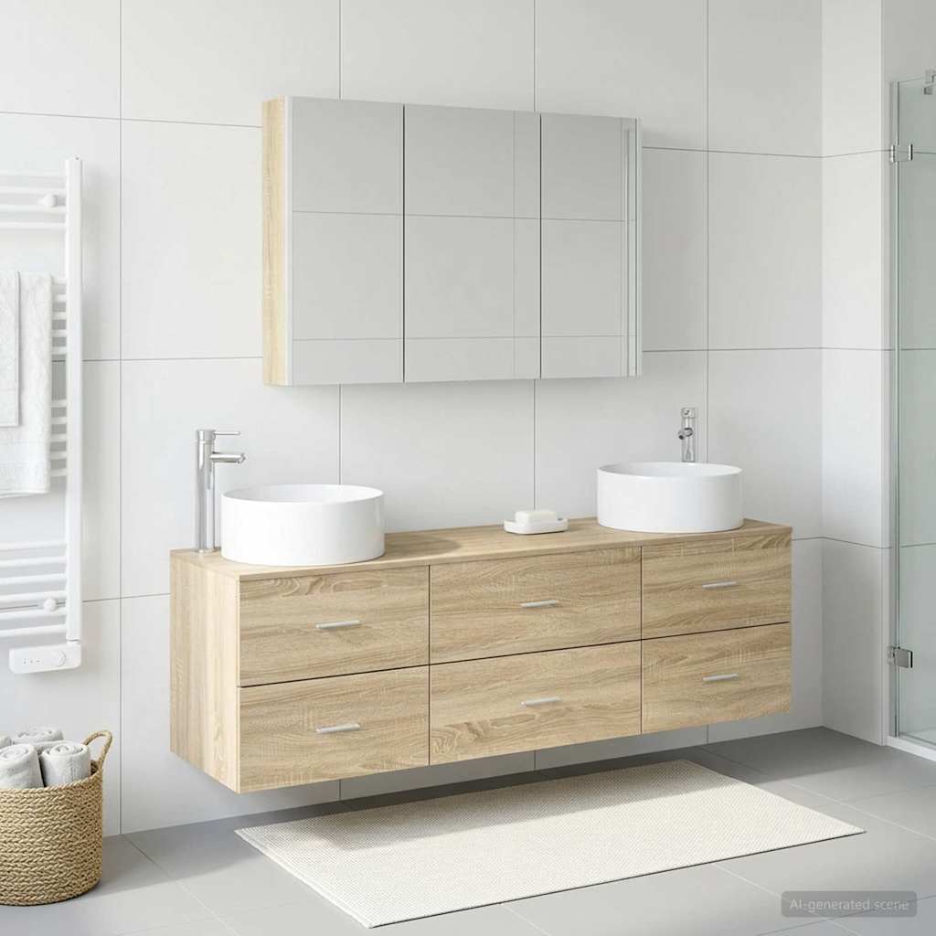 vidaXL Bathroom Furniture Set 4 pcs Sonoma Oak 4