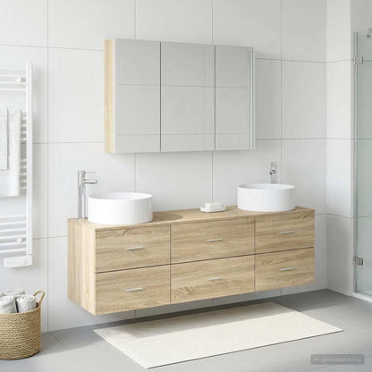vidaXL Bathroom Furniture Set 4 pcs Sonoma Oak 4