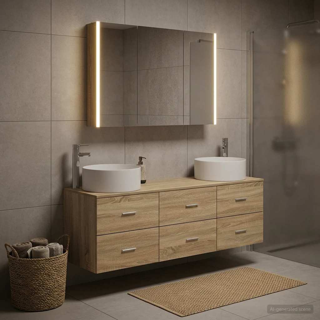 vidaXL Bathroom Furniture Set 4 pcs Sonoma Oak 1