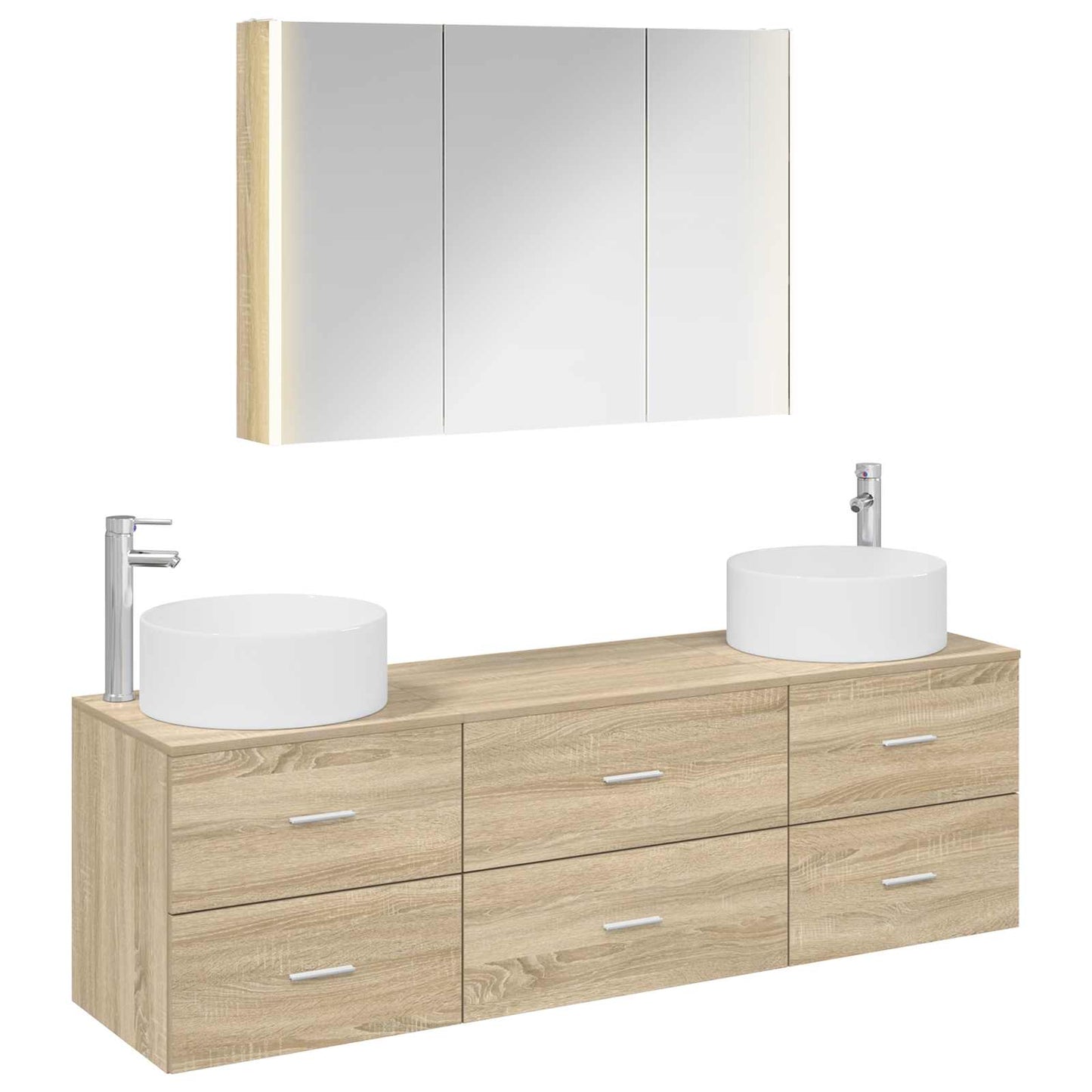 vidaXL Bathroom Furniture Set 4 pcs Sonoma Oak 2