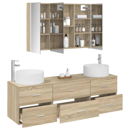 vidaXL Bathroom Furniture Set 4 pcs Sonoma Oak 3