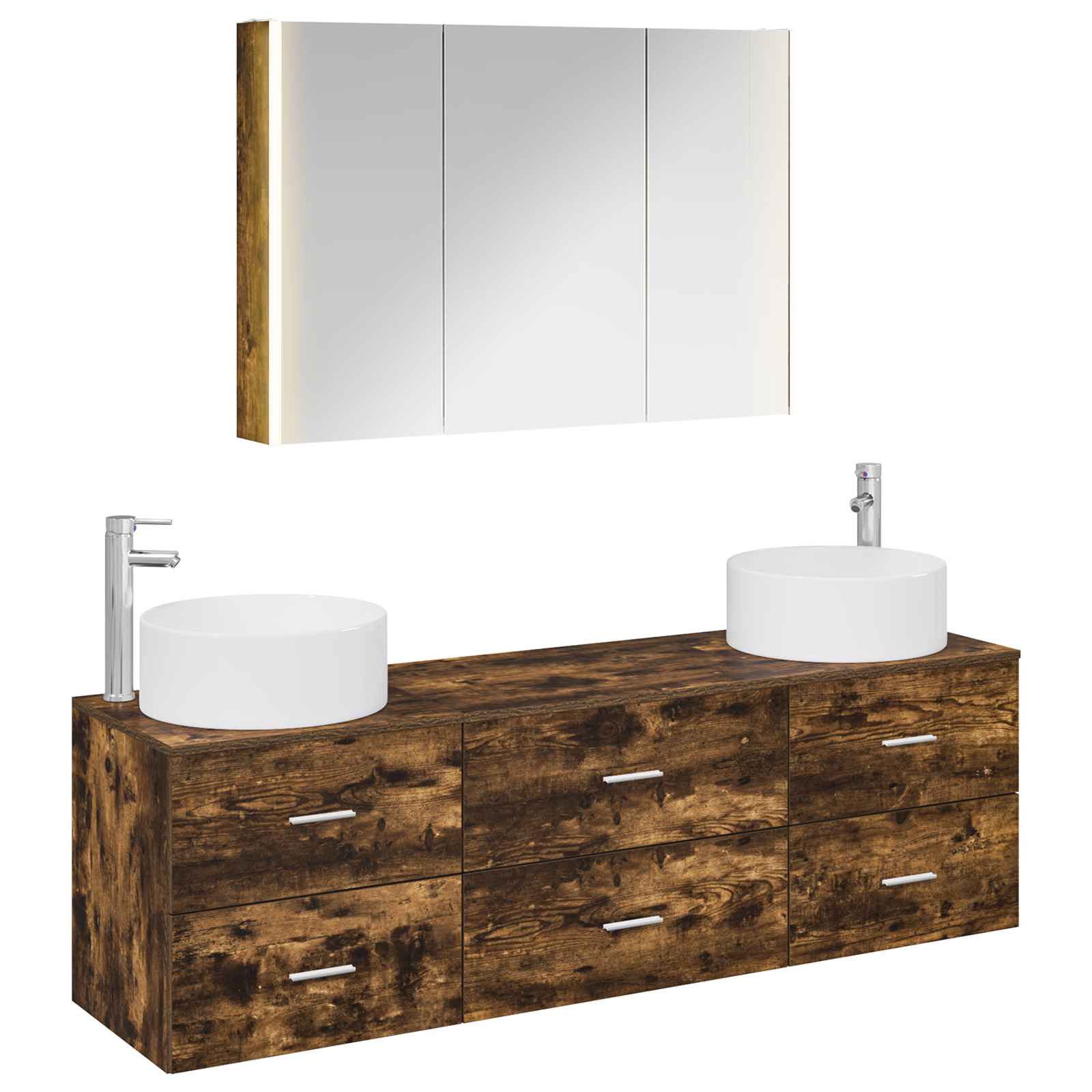 vidaXL Bathroom Furniture Set 4 pcs Smoked Oak 2