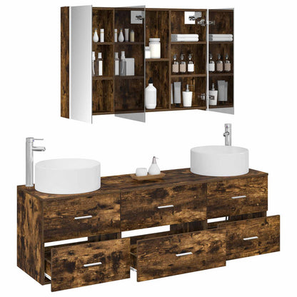 vidaXL Bathroom Furniture Set 4 pcs Smoked Oak 3