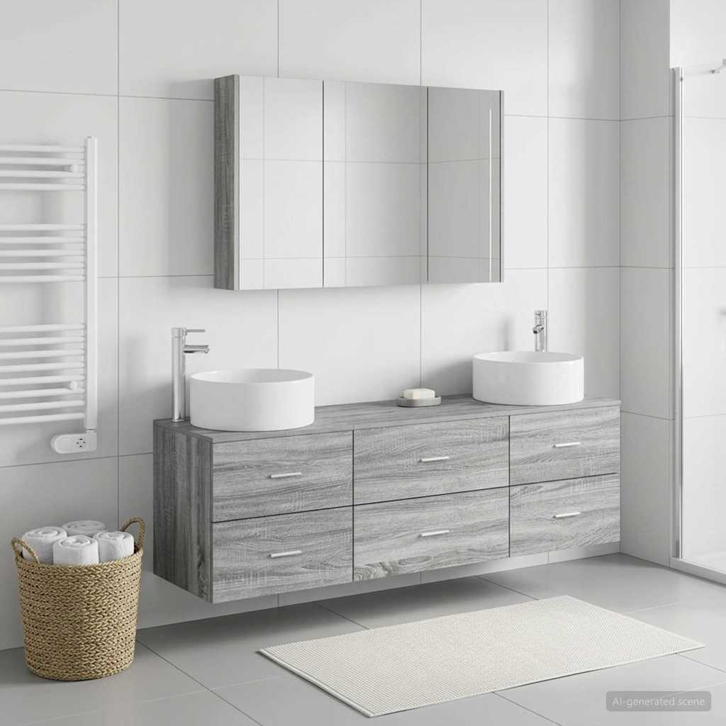 vidaXL Bathroom Furniture Set 4 pcs Grey Sonoma 4