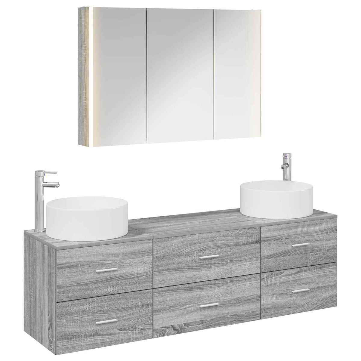 vidaXL Bathroom Furniture Set 4 pcs Grey Sonoma 2