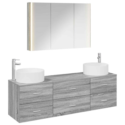 vidaXL Bathroom Furniture Set 4 pcs Grey Sonoma 2