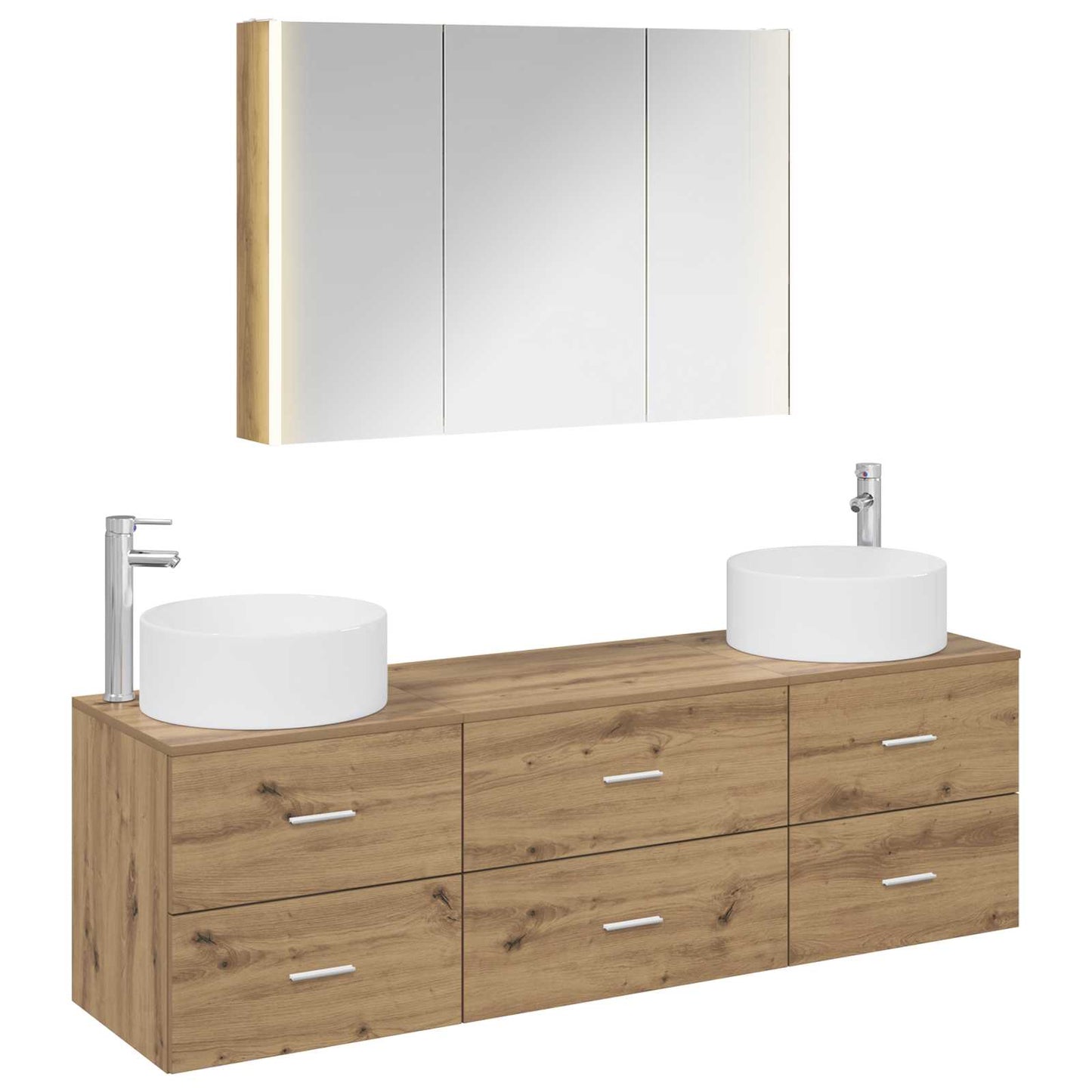 vidaXL Bathroom Furniture Set 4 pcs Artisan Oak 2