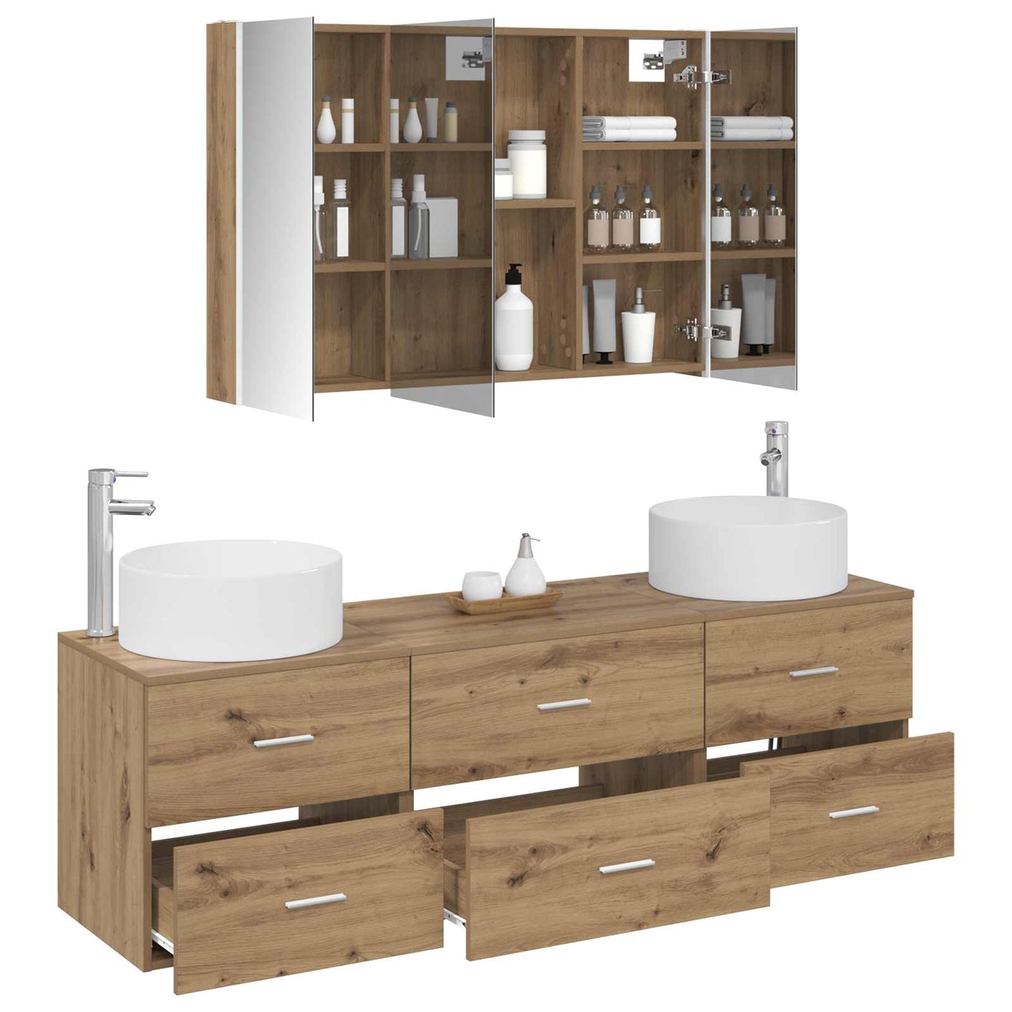 vidaXL Bathroom Furniture Set 4 pcs Artisan Oak 3