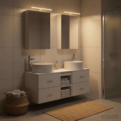 vidaXL Bathroom Furniture Set 5 pcs White Engineered Wood and Glass 4