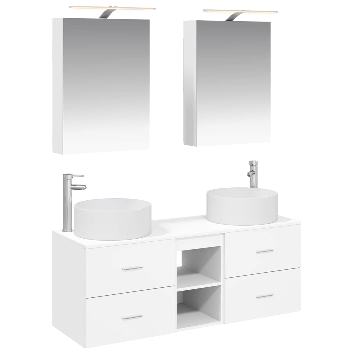 vidaXL Bathroom Furniture Set 5 pcs White Engineered Wood and Glass 2