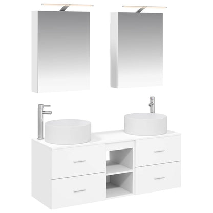 vidaXL Bathroom Furniture Set 5 pcs White Engineered Wood and Glass 2
